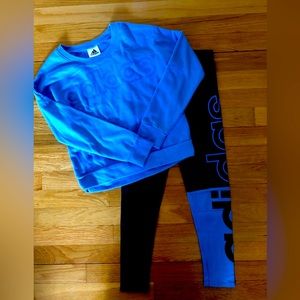 Girls Adidas leggings and cropped sweatshirt set